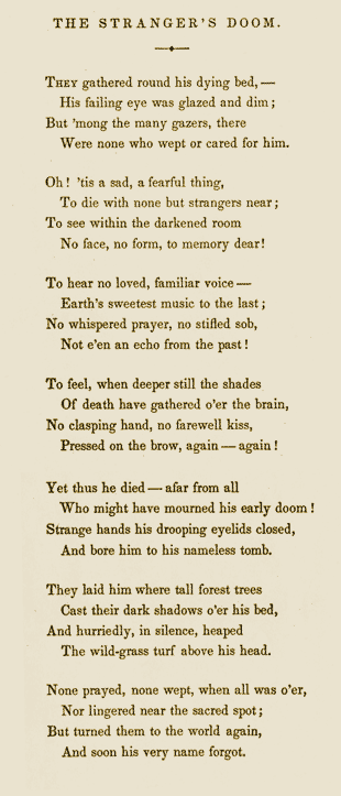 poems for a funeral.  he had planned to visit Philadelphia to edit a book of poems by a writer 